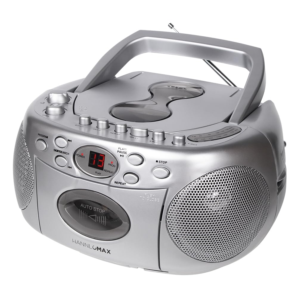 HANNLOMAX HX-323CD Portable CD Player, AM/FM Radio, Cassette